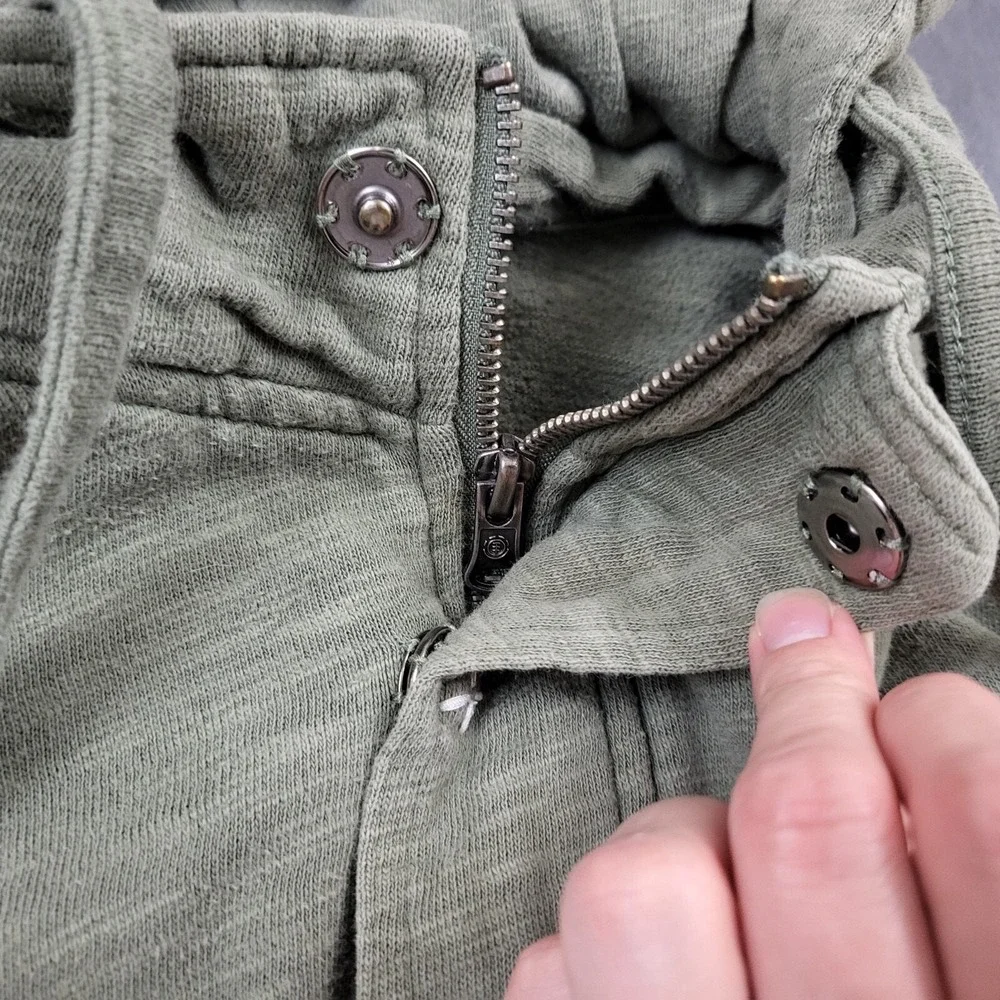 Element Womens Olive Green Slub Knit Utility Cargo‎ Hoodie Jacket Snap Front S